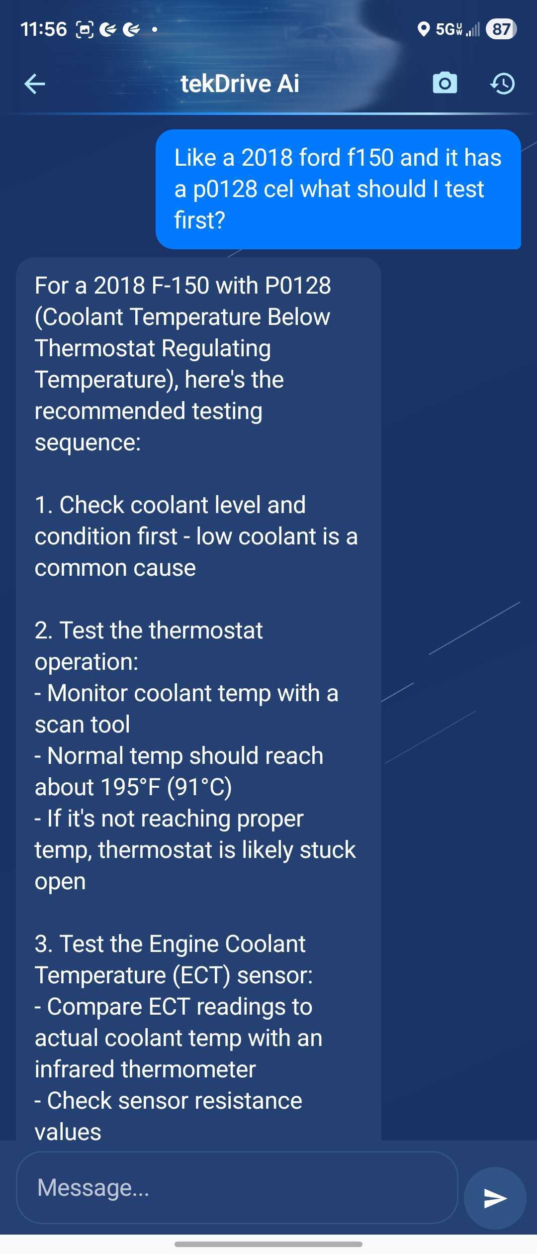 tekDrive AI assistant on Android